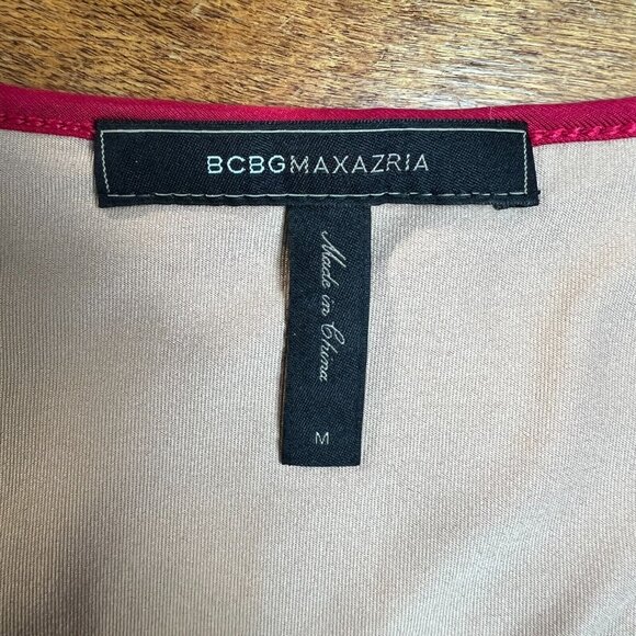 Bcbg Max Azria Dress Medium Lace Illusion Sheath Tanya Sangria Red Bodycon LS - Picture 9 of 12